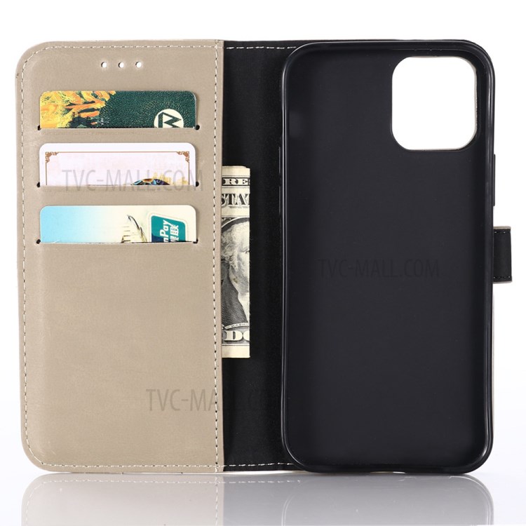 Crazy Horse Texture Vintage Leather Wallet Stand Phone Cover for iPhone 12 mini - Grey-3