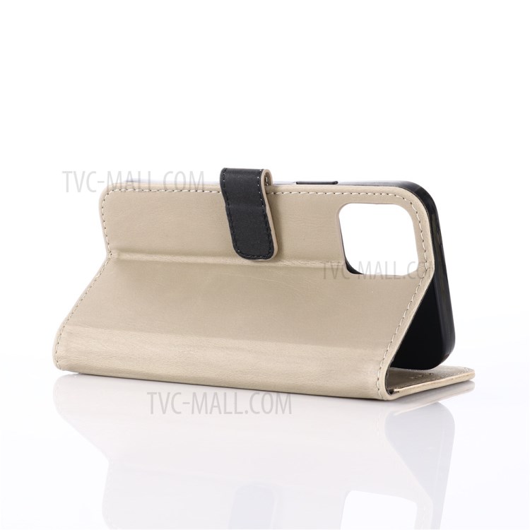 Crazy Horse Texture Vintage Leather Wallet Stand Phone Cover for iPhone 12 mini - Grey-4