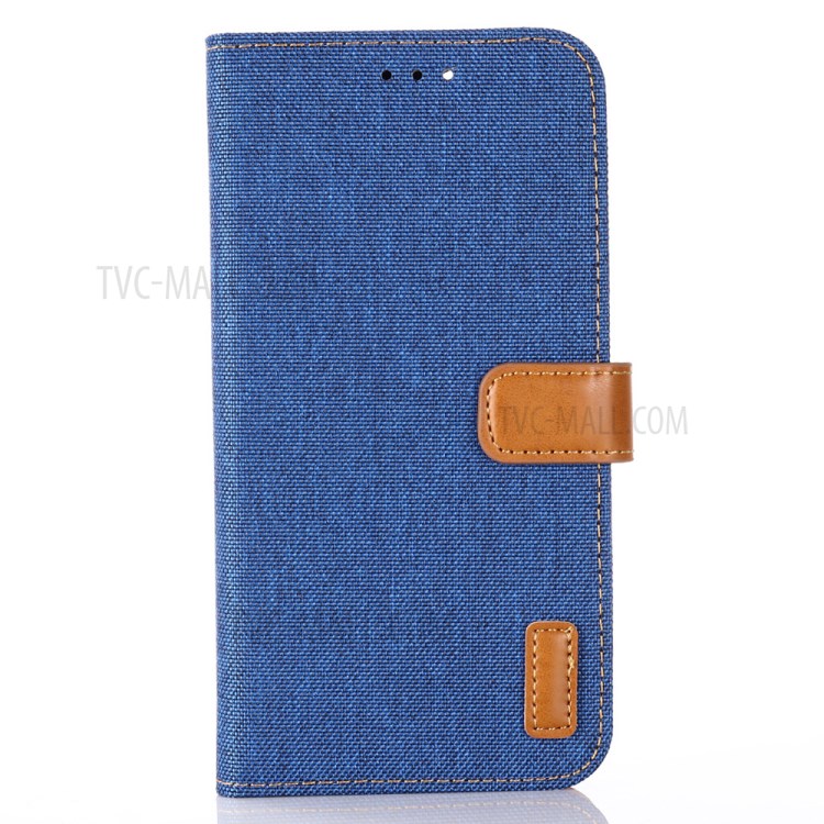 Jean Cloth Texture Wallet Stand Flip Leather Case for iPhone 12 Pro/12 - Blue-1