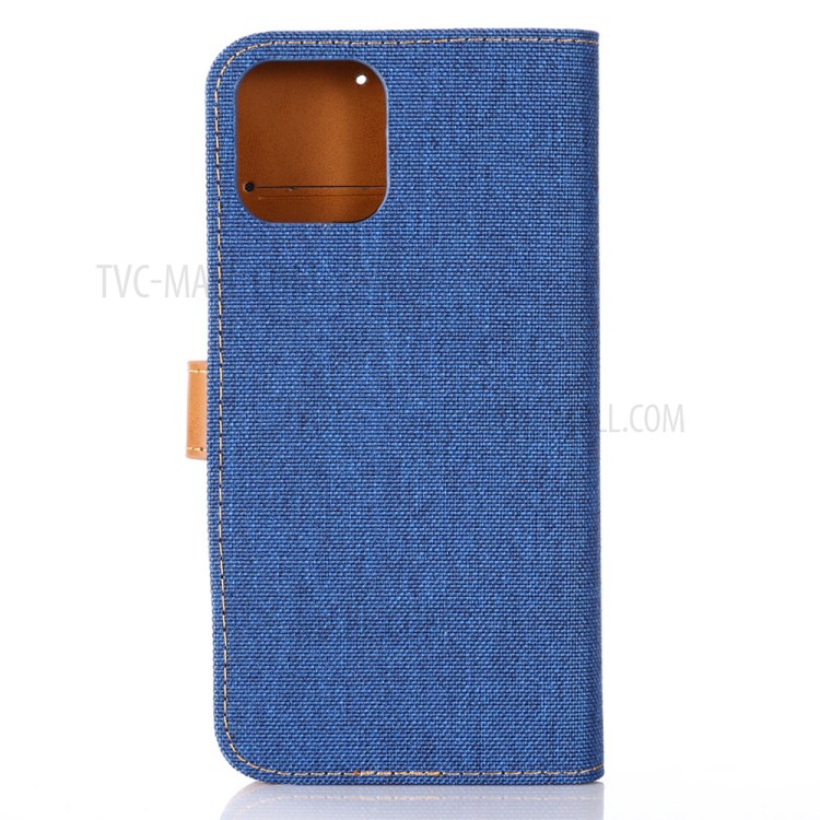 Jean Cloth Texture Wallet Stand Flip Leather Case for iPhone 12 Pro/12 - Blue-2