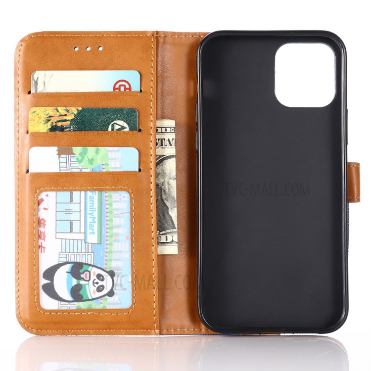 Jean Cloth Texture Wallet Stand Flip Leather Case for iPhone 12 Pro/12 - Blue-3