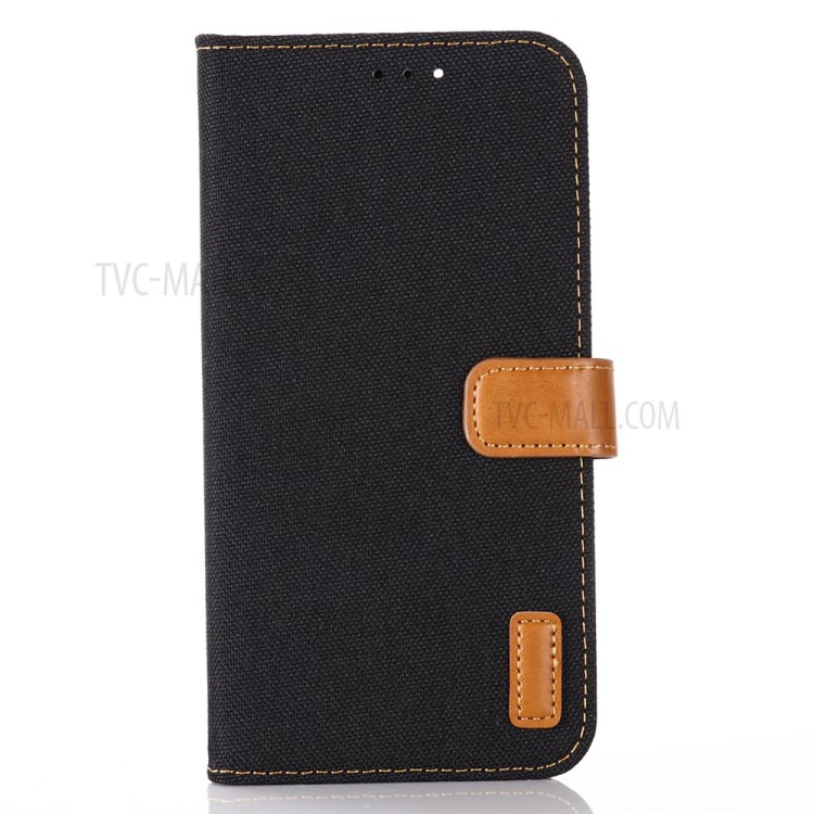 Jean Cloth Texture Wallet Stand Flip Leather Cover for iPhone 12 Pro Max 6.7 inch - Black-1