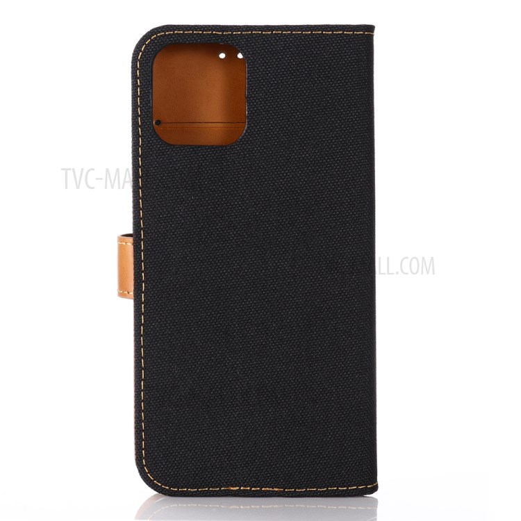 Jean Cloth Texture Wallet Stand Flip Leather Cover for iPhone 12 Pro Max 6.7 inch - Black-2