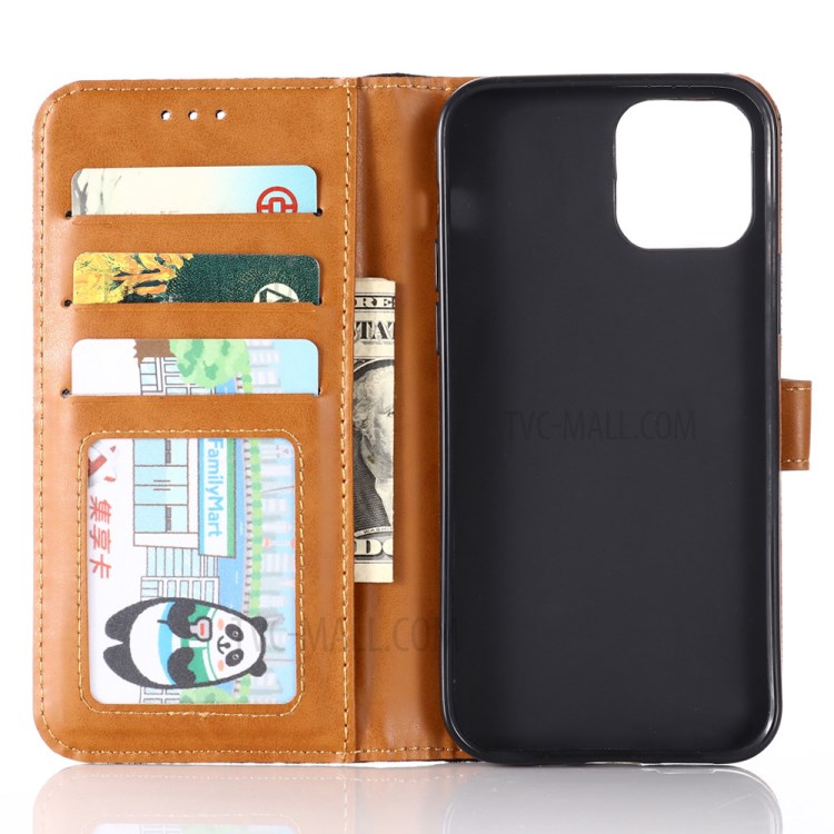 Jean Cloth Texture Wallet Stand Flip Leather Cover for iPhone 12 Pro Max 6.7 inch - Black-3