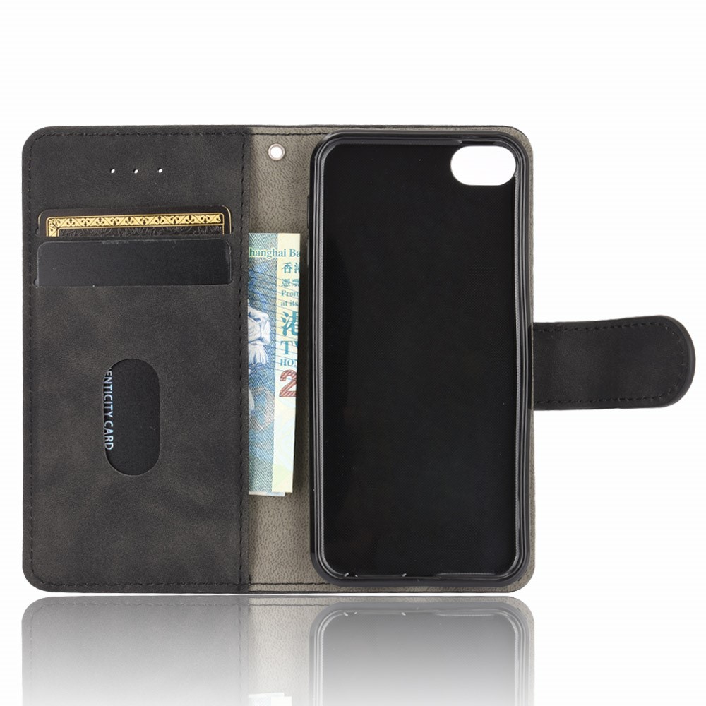 Skin-touch PU Leather with Wallet Shell for iPod Touch (2019)/6/5 - Black-3