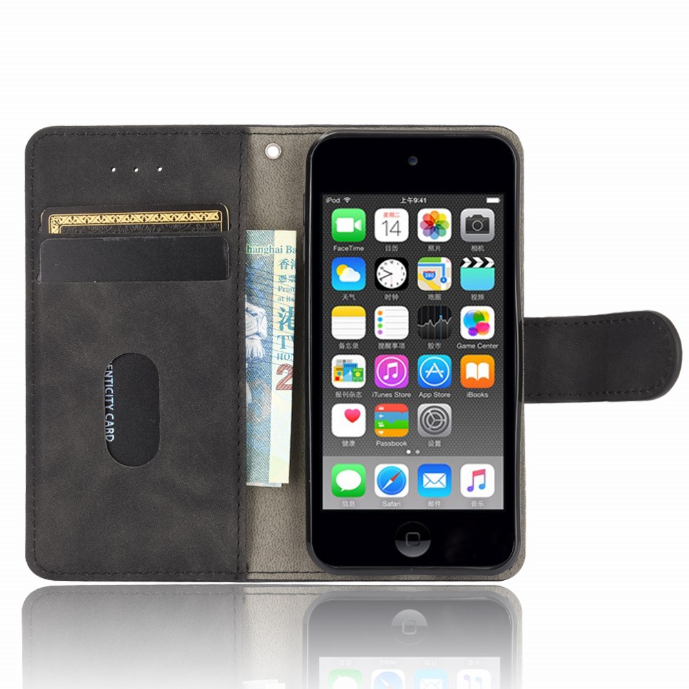 Cuir PU à Touche Pour la Peau Avec Coque de Portefeuille Pour Ipod Touch (2019) / 6/5 - le Noir