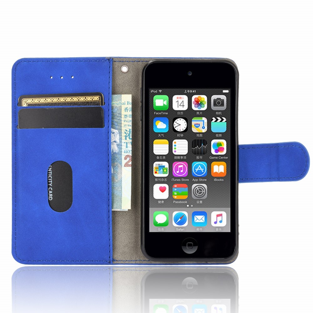 Skin-touch PU Leather with Wallet Shell for iPod Touch (2019)/6/5 - Blue-4