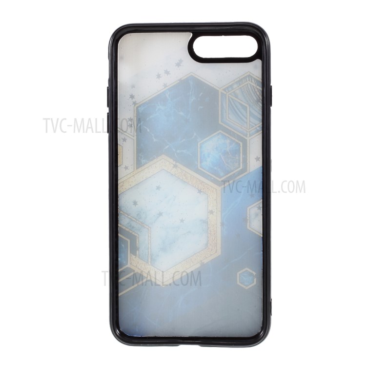 Marble Pattern Printing Skin Epoxy TPU Case for iPhone 8 Plus/7 Plus 5.5 inch - Blue/White-3