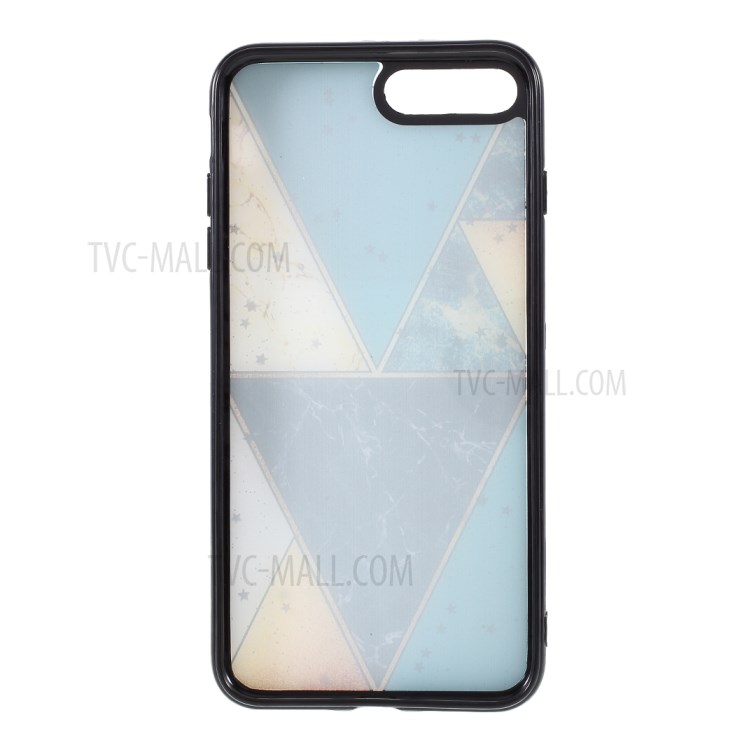 Marble Pattern Printing Skin Epoxy TPU Case for iPhone 8 Plus/7 Plus 5.5 inch - Cyan/Black-3