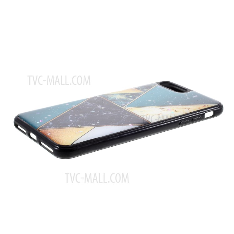 Marble Pattern Printing Skin Epoxy TPU Case for iPhone 8 Plus/7 Plus 5.5 inch - Cyan/Black-4
