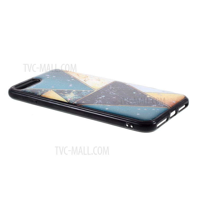 Marble Pattern Printing Skin Epoxy TPU Case for iPhone 8 Plus/7 Plus 5.5 inch - Cyan/Black-5
