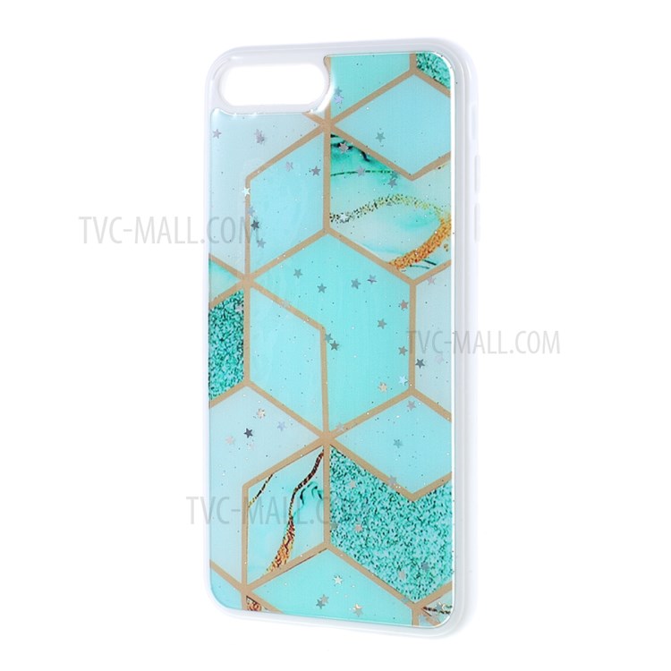 Marble Pattern Printing Skin Epoxy TPU Case for iPhone 8 Plus/7 Plus 5.5 inch - Cyan/Green-2