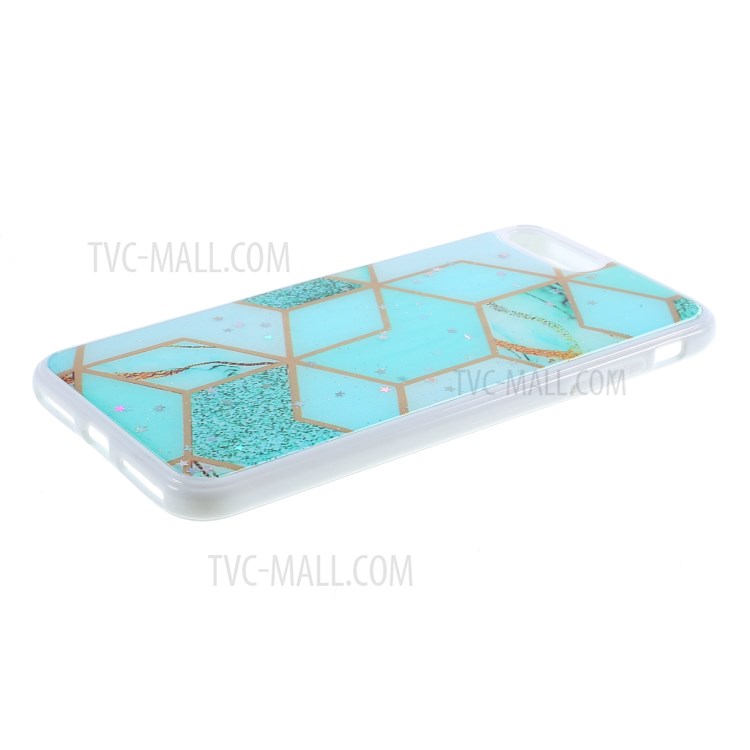 Marble Pattern Printing Skin Epoxy TPU Case for iPhone 8 Plus/7 Plus 5.5 inch - Cyan/Green-4