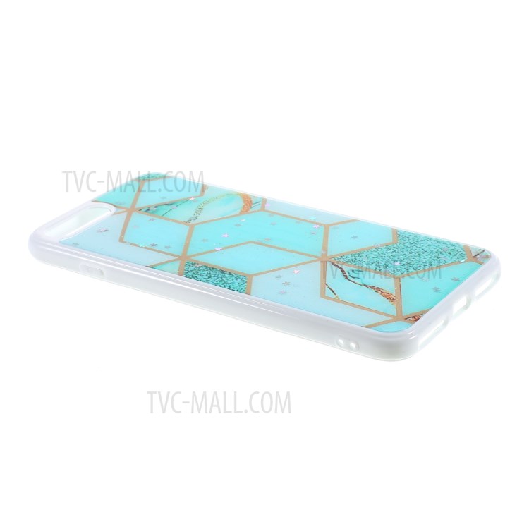 Marble Pattern Printing Skin Epoxy TPU Case for iPhone 8 Plus/7 Plus 5.5 inch - Cyan/Green-5