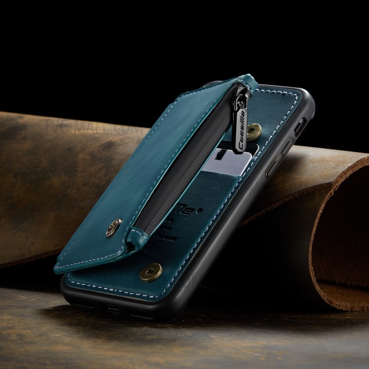 CASEME C20 Zipper Pocket Card Slots PU Leather Coated TPU Case for iPhone 7/8 4.7 inch - Blue-4
