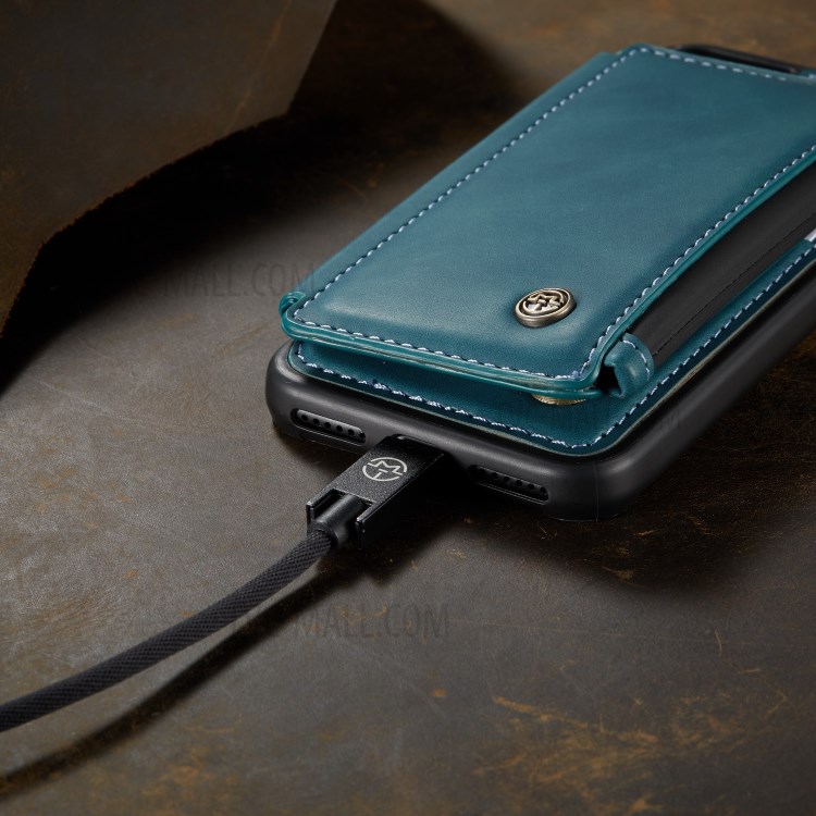 CASEME C20 Zipper Pocket Card Slots PU Leather Coated TPU Case for iPhone 7/8 4.7 inch - Blue-6