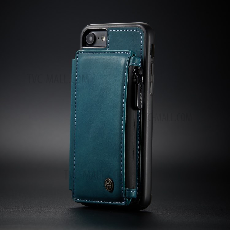 CASEME C20 Zipper Pocket Card Slots PU Leather Coated TPU Case for iPhone 7/8 4.7 inch - Blue-9