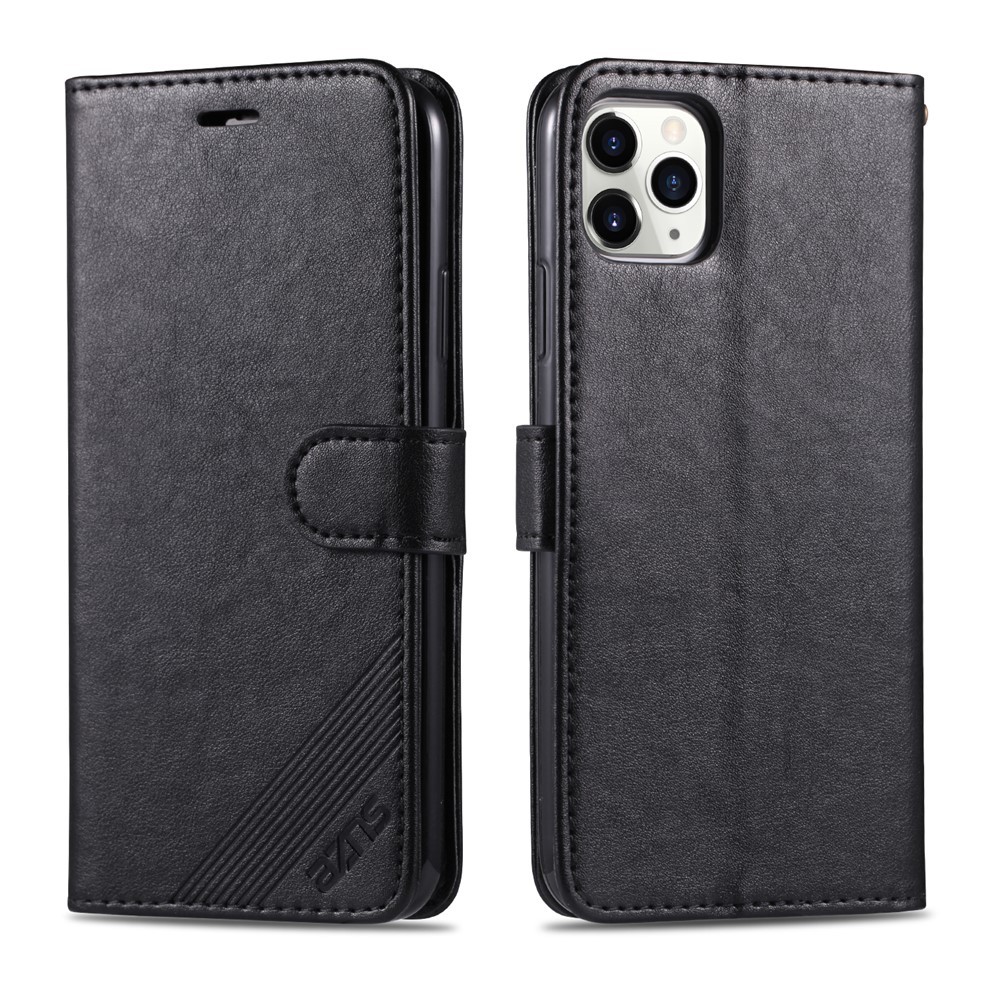 AZNS Wallet Stand Leather Mobile Phone Case for iPhone 12 Pro Max 6.7 inch - Black-1