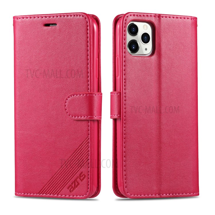 AZNS Wallet Stand Leather Mobile Phone Case for iPhone 12 Pro Max 6.7 inch - Red-1