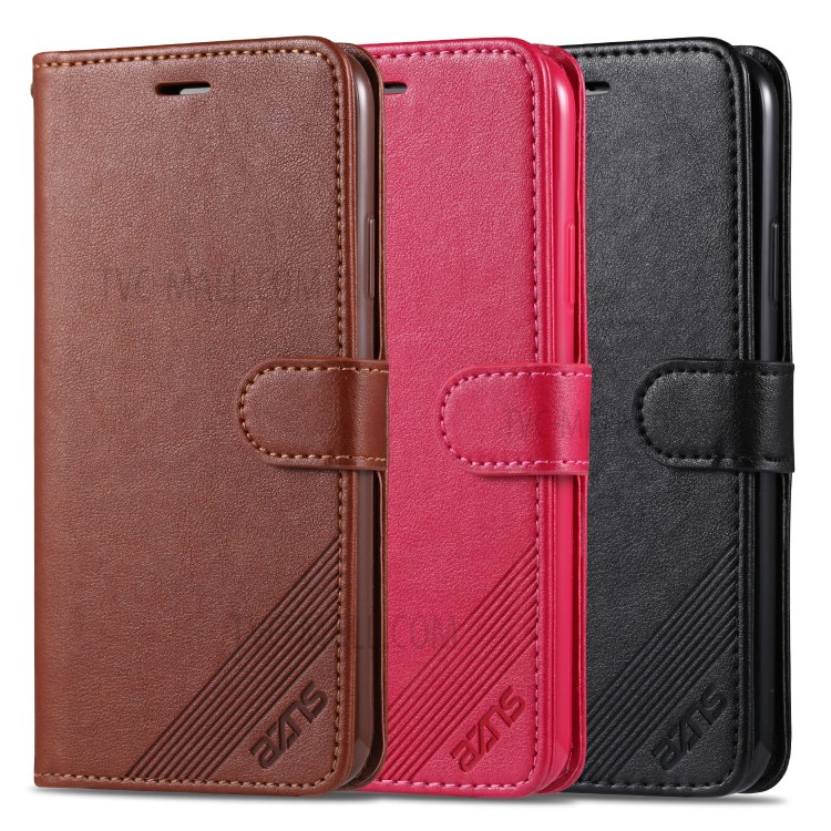 AZNS Wallet Stand Leather Mobile Phone Case for iPhone 12 Pro Max 6.7 inch - Red-5