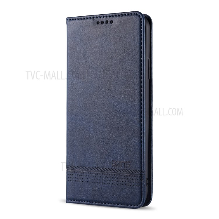 AZNS Magnetic Absorbed Leather Wallet Cover Case for iPhone 12 mini - Blue-3