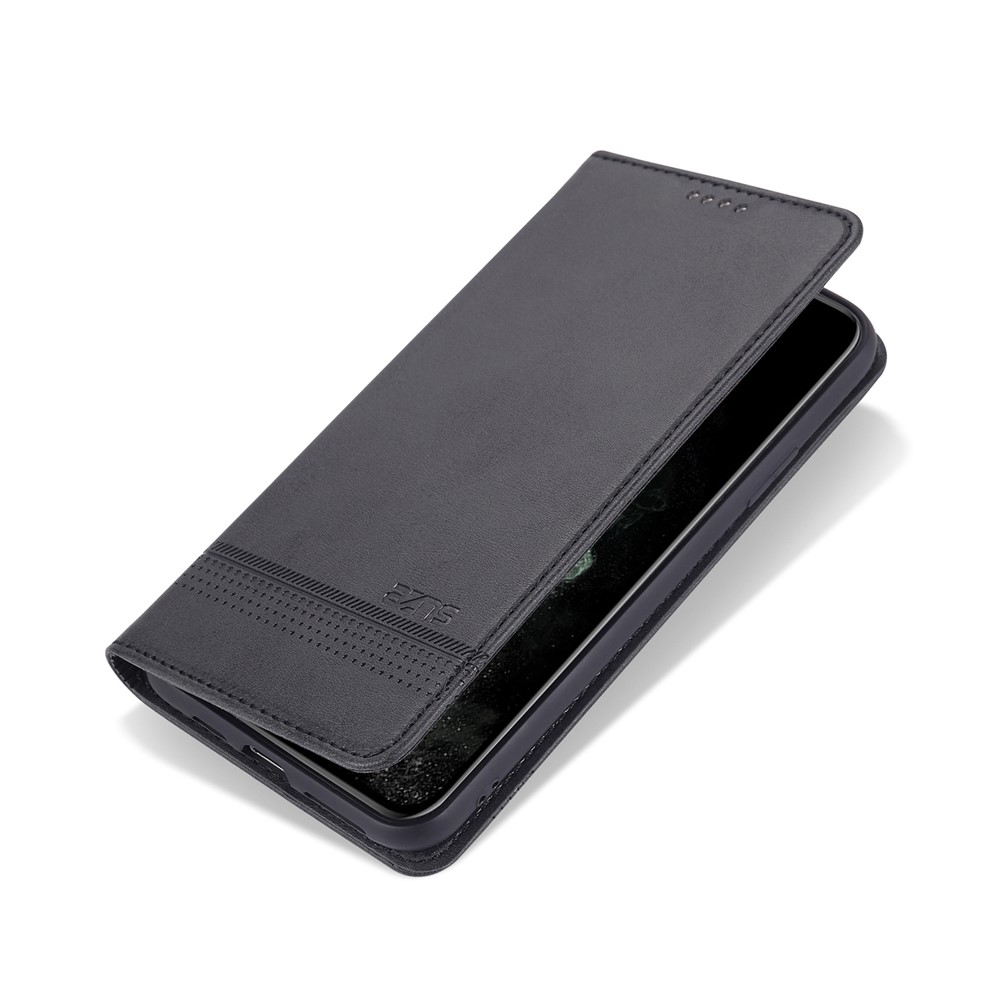 Azns Magnetic Absored Leather Cartet Case Para Iphone 12 Pro/12 - Preto