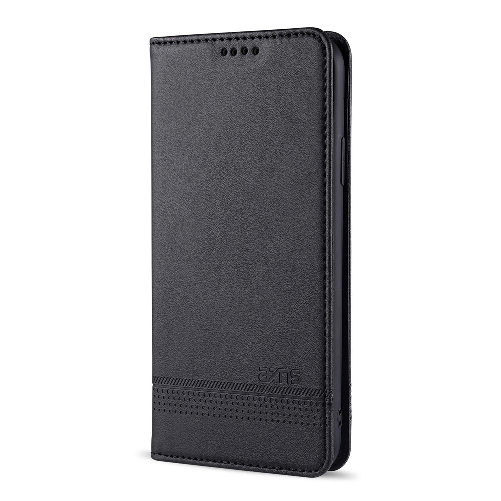 AZNS Magnétique Couverture de Couverture de Pepellement de Cuir Absbord Pour L'iphone 12 Pro / 12 - le Noir