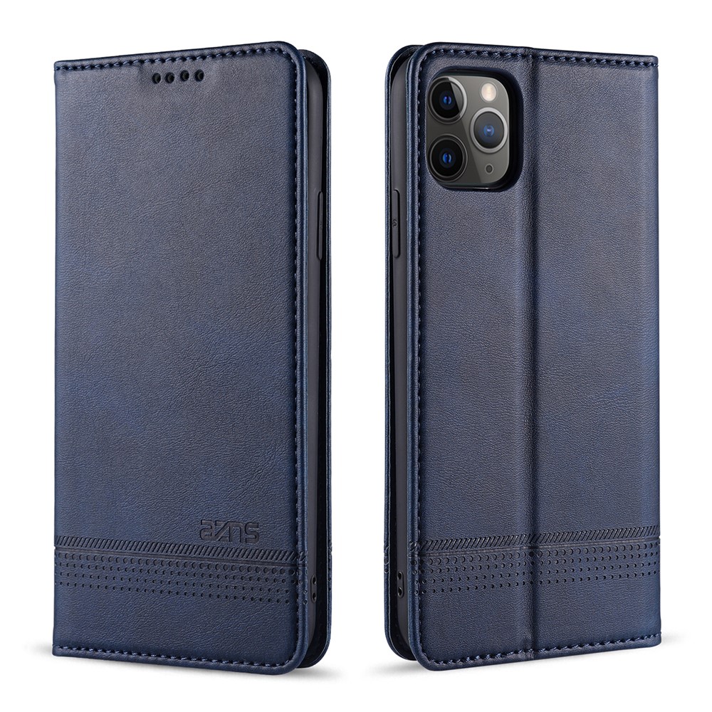 Azns Magnetic Absored Leather Cartet Case Para Iphone 12 Pro/12 - Azul