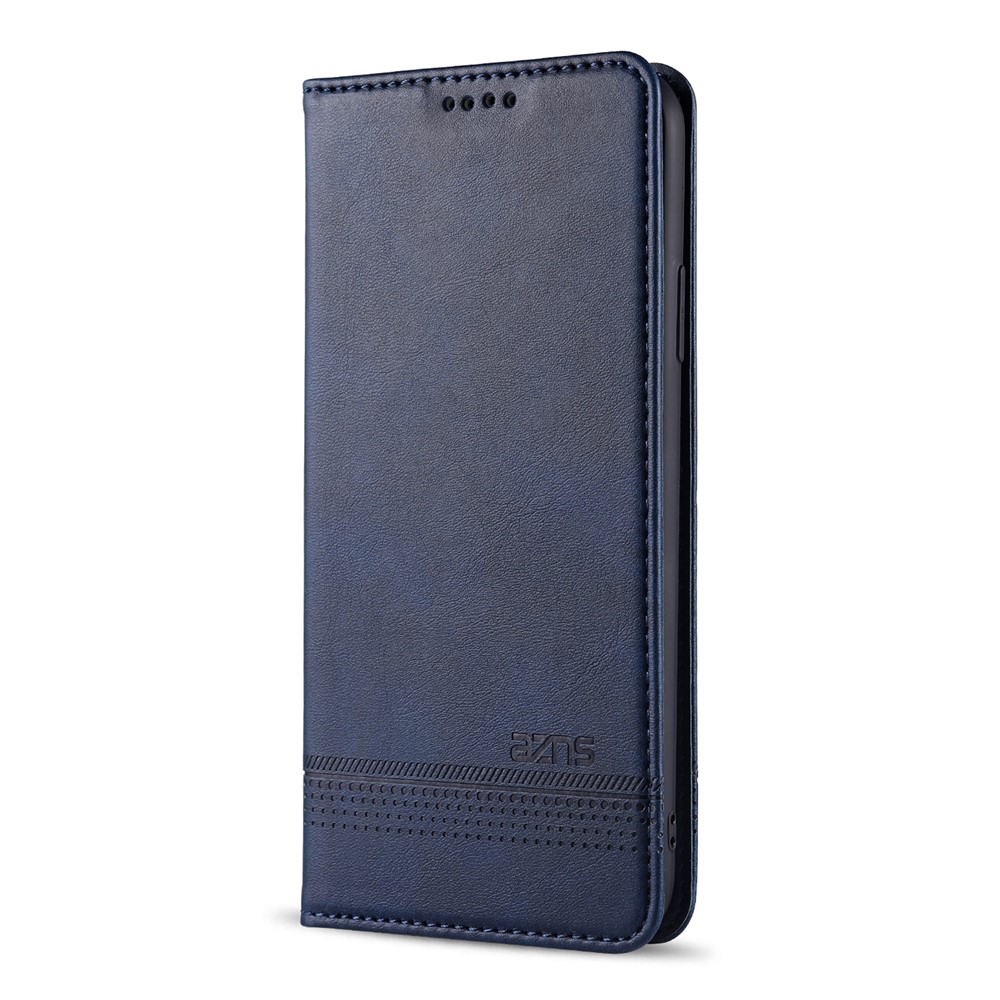 AZNS Magnetic Absorbed Leather Wallet Cover Case for iPhone 12 Pro/12 - Blue-3