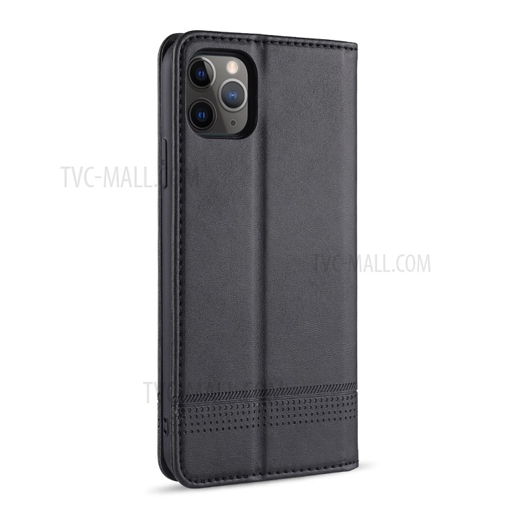 Case de Cubierta de Billetera de Cuero Absorbida Magnética AZNS Para Iphone 12 Pro Max 6.7 Pulgadas - Negro