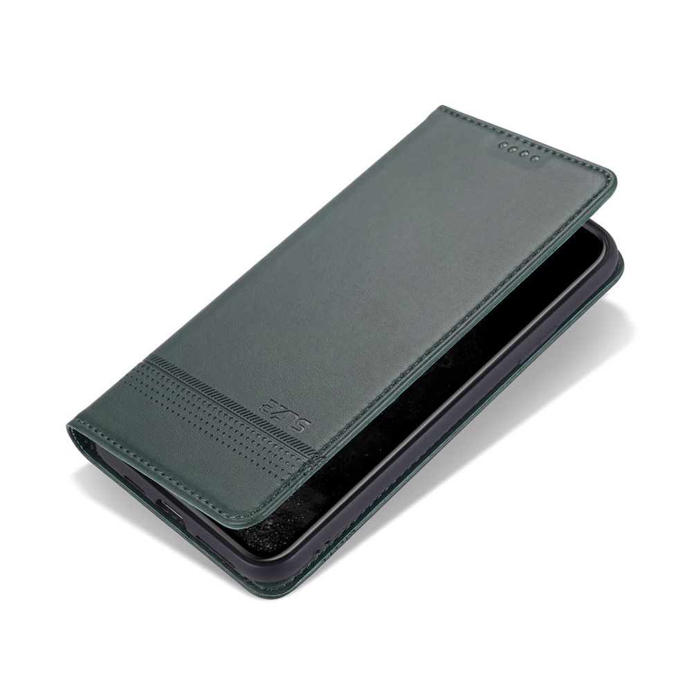 AZNS Magnetic Absorbed Leather Wallet Cover Case for iPhone 12 Pro Max 6.7-inch - Green-2