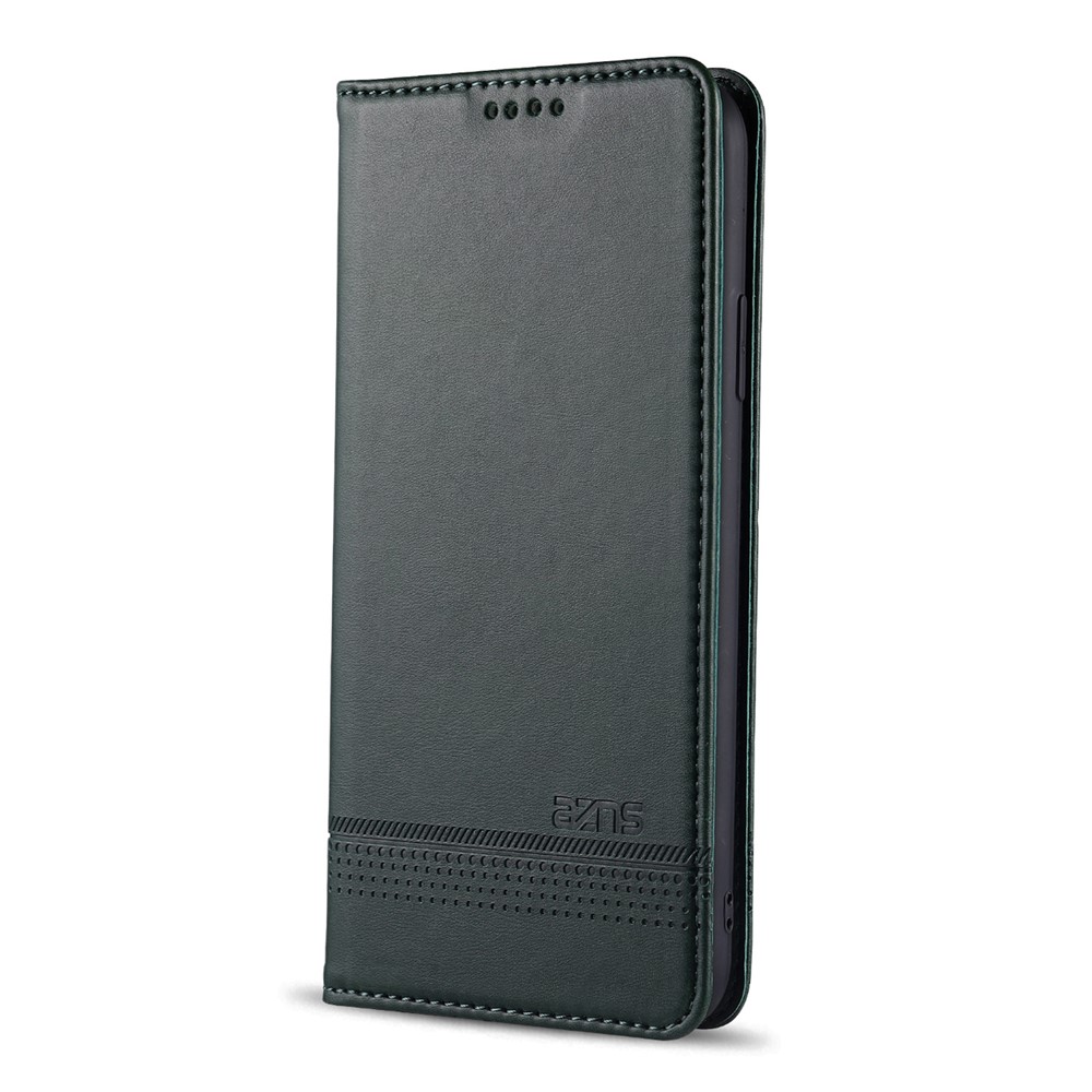 AZNS Magnetic Absorbed Leather Wallet Cover Case for iPhone 12 Pro Max 6.7-inch - Green-3