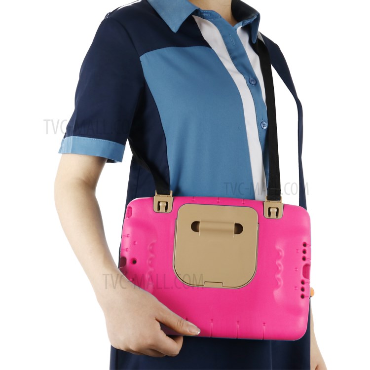 Shockproof EVA Kickstand Tablet Case with Shoulder Strap for iPad 10.2 (2020) (2019) - Rose-10