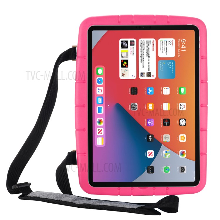 Shockproof EVA Kickstand Tablet Case with Shoulder Strap for iPad 10.2 (2020) (2019) - Rose-3