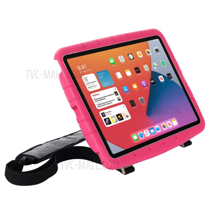 Shockproof EVA Kickstand Tablet Case with Shoulder Strap for iPad 10.2 (2020) (2019) - Rose-6