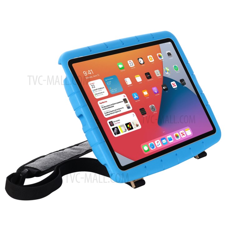 Shockproof EVA Kickstand Tablet Case with Shoulder Strap for iPad 10.2 (2020) (2019) - Blue-5