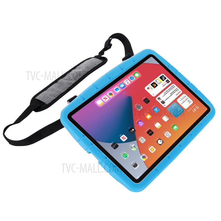 Shockproof EVA Kickstand Tablet Case with Shoulder Strap for iPad 10.2 (2020) (2019) - Blue-6