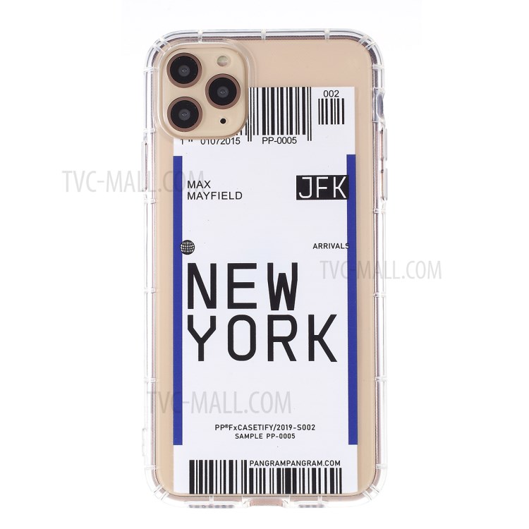 Travel City Boarding Pass Protective TPU Shell for iPhone 12 Pro/12 - NEW YORK-1