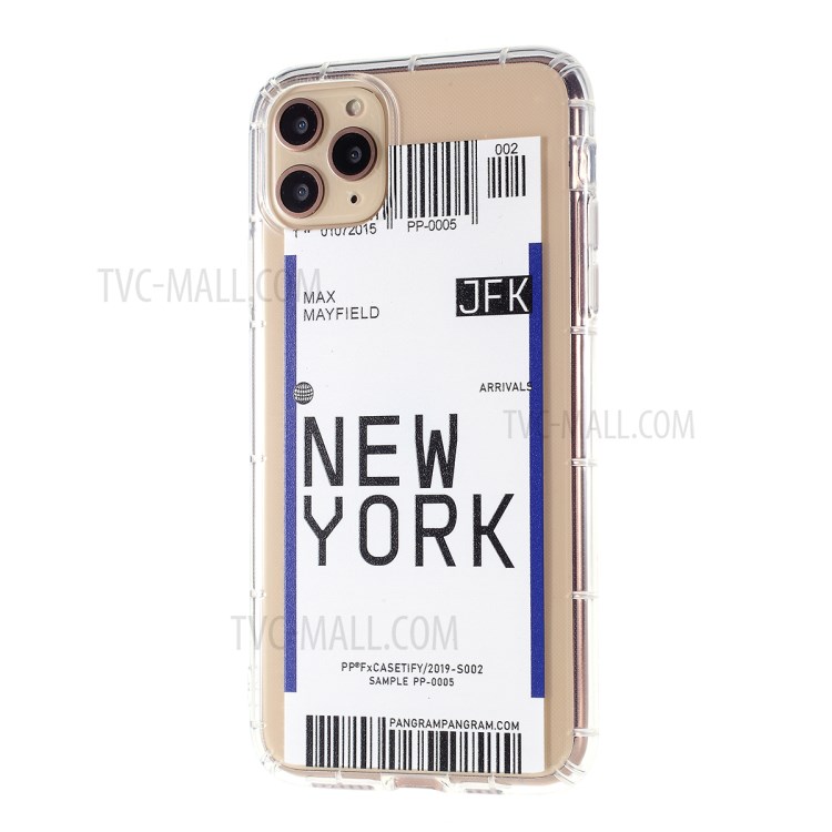 Boarding Pass City Bar Code TPU Stylish Case for iPhone 12 Pro Max 6.7 inch - NEW YORK-2