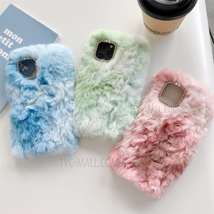 Soft Plush Coated TPU Cell Phone Case for iPhone 12 mini - Pink / Brown-6