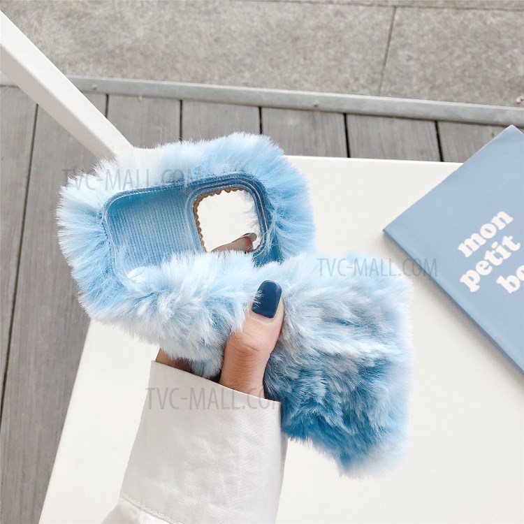 Soft Plush Coated TPU Cell Phone Case for iPhone 12 mini - Blue-2