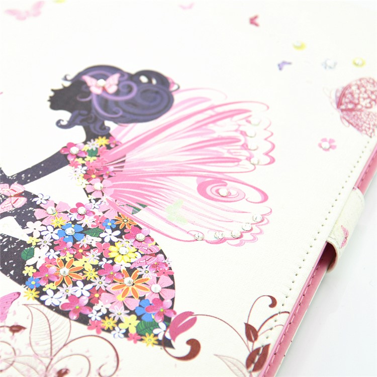 For iPad Pro 9.7 Butterfly Series Rhinestone Decorated Smart Leather Stand Case - Butterfly-like Girl-8