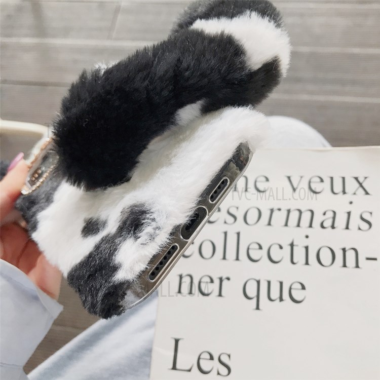Bi-color Rat Shape Fur Coated Soft TPU Shell for iPhone 12 Max/12 Pro 6.1 inch - Black-2