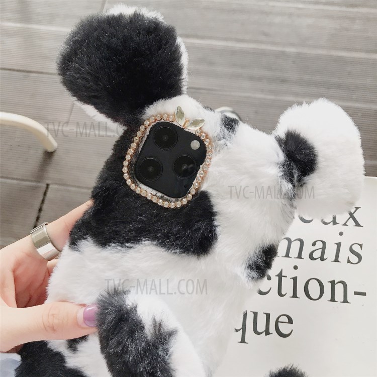 Bi-color Rat Shape Fur Coated Soft TPU Shell for iPhone 12 Max/12 Pro 6.1 inch - Black-3