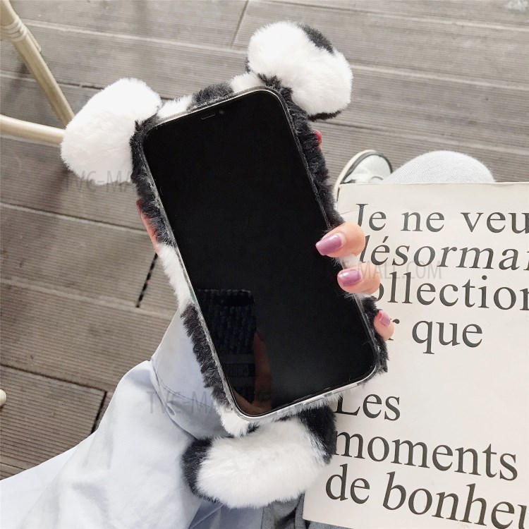Bi-color Rat Shape Fur Coated Soft TPU Shell for iPhone 12 Max/12 Pro 6.1 inch - Black-4