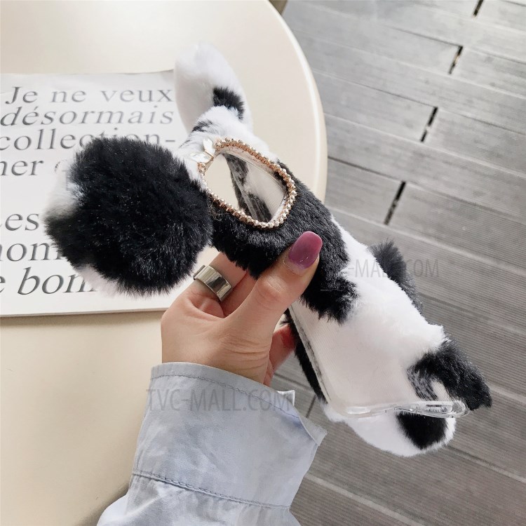 Bi-color Rat Shape Fur Coated Soft TPU Shell for iPhone 12 Max/12 Pro 6.1 inch - Black-5