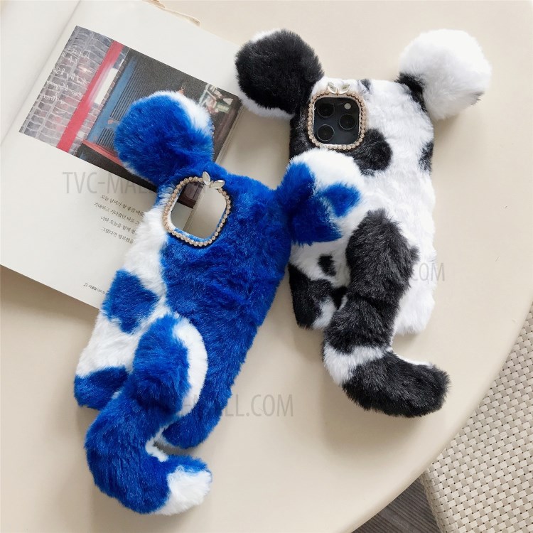 Bi-color Rat Shape Fur Coated Soft TPU Shell for iPhone 12 Pro/12 - Blue-2