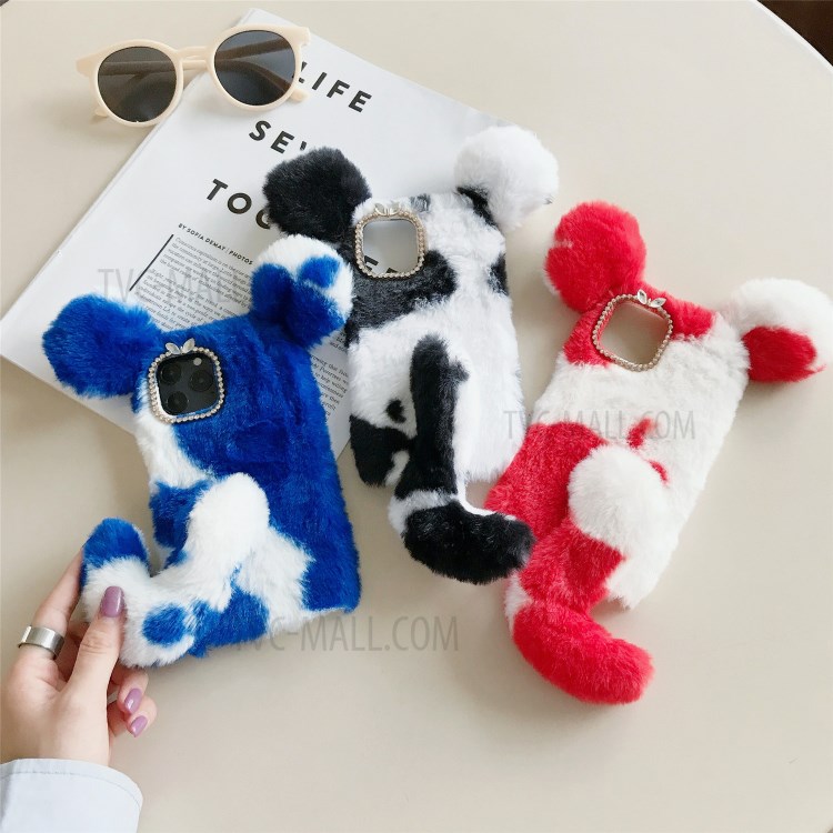 Bi-color Rat Shape Fur Coated Soft TPU Shell for iPhone 12 Pro/12 - Blue-3