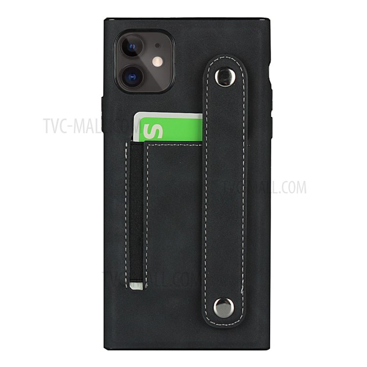 Skin-feeling Style with Wristband Leather Phone Shell for iPhone 11 6.1 inch - Black-2