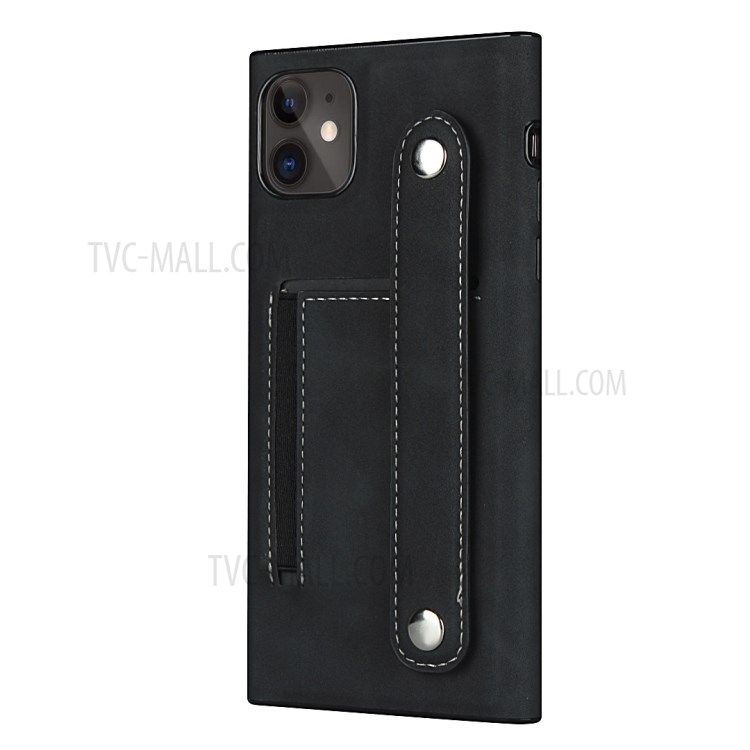 Skin-feeling Style with Wristband Leather Phone Shell for iPhone 11 6.1 inch - Black-4